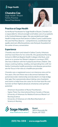 Picture of Chandra Cox - Rack Card