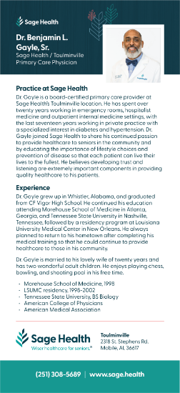 Picture of Dr. Benjamin Gayle Sr. - Rack Card