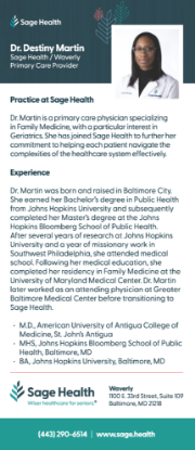 Picture of Dr Destiny Martin - Rack Card