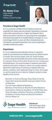 Picture of Dr. Alexis Cruz - Rack Card