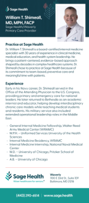 Picture of Dr Shimeall - Rack Card