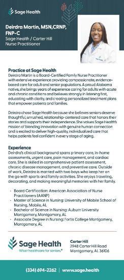 Picture of Deirdra Martin - Rack Card